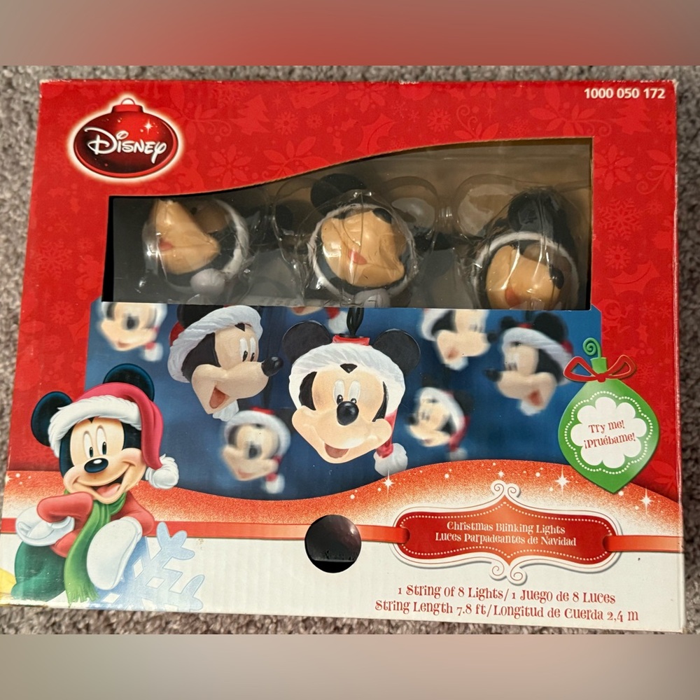 New Disney Mickey Mouse Christmas Blinking Lights 7.8 Ft String